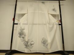 夏用 絽 訪問着 身丈157 裄64 アイボリー 藤 藤の花 着物 072b - メルカリ