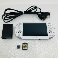 Used SONY PS Vita PCH-1100 Crystal White OLED Game Console - Includes Memory Card, Charger, and Software