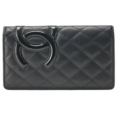 CHANEL シャネル カーフレザー カンボンライン マトラッセ 二つ折り長財布 黒（シルバー金具）レディースウォレット 財布 【中古】【送料無料】のサムネイル