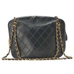CHANEL シャネル 　マトラッセ 　プレートチャーム　 チェーンショルダー　ラムスキン　 黒（ゴールド金具）ショルダーバッグ 　ミニショルダーバッグ レディースバッグ ハイブランド【中古】【送料無料】のサムネイル