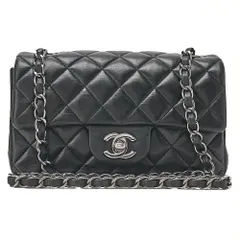 CHANEL シャネル 　チェーンショルダーバッグ 　ミニマトラッセ 20cm 　ラムスキン　黒　 シルバー金具 レディース【中古】【送料無料】のサムネイル