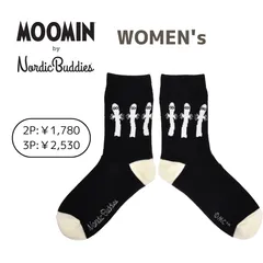 【匿名配送料込】MOOMIN by NordicBuddies レディースソックス / 08.ニョロニョロ ブラック×オフホワイトのサムネイル
