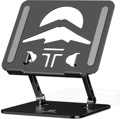 ツビワ(ToBeoneer) ノートパソコンスタンド PCスタンド タブレットスタンド laptop stand 液タブホルダー 折り畳み式 卓上 高さ角度調整 アルミ製 ブラック MacBook iPad ノートPC テレワーク リモートワーク 姿勢サポートのサムネイル