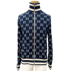極美品▼GUCCI グッチ 496919 コットン100% GGジャカード ZIPUP ブルゾン トラックジャケット ネイビー S イタリア製 正規品 メンズのサムネイル