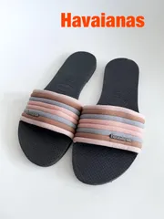 Havaianas　ハワイアナス　You Malta Cool フラットサンダル 定価6,700円　24.5cm　37-38　くすみピンク×ブラウン×くすみブルー　くつ　お出掛け　送料込み　6468510のサムネイル