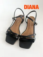 DIANA　ダイアナ　ストラップフラットサンダル　日本製　21.5　ヒール2　ブラック　くつ　上品　おしゃれ　お出掛け　送料込み　6468505のサムネイル