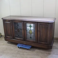 426)東海家具/Brighton 木製サイドボード キャビネット ステンドグラス
