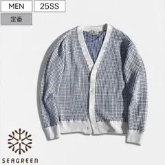 【定価26,400円(税込)】Seagreen  -シーグリーン-  大人の甘さを上品に醸し出す人気シリーズ！リラクシーな着心地で潮感溢れるフレグラント（香り）付き ビックワッフル カーディガン  鬼ワッフル ビッグ ロイヤルブルー MSEA25S8282 メのサムネイル