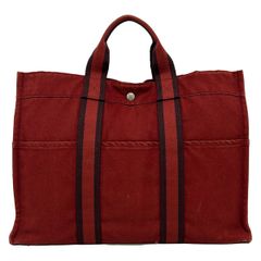 エルメス フールトゥPM ハンドバッグ レッド キャンバス HERMES - メルカリ