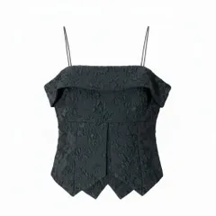 89g20 GIORGIO ARMANI ジョルジオアルマーニ キャミソール トップ 立体刺繡 サイズ42 ダークグレー レディースu02tのサムネイル
