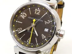 ヴィトン Q1131 タンブール GMT 時計 ■ ステンレス ブラウン 文字盤 メンズ 自動巻き 革ベルト LOUIS VUITTON□8G 3ム100のサムネイル