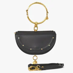 極美品 CHLOE クロエ ナイル ミノディエール レザー 2WAY ハンドバッグ ショルダーバッグ ブラック ゴールド金具 04-47-99-65 中古 4a005276のサムネイル