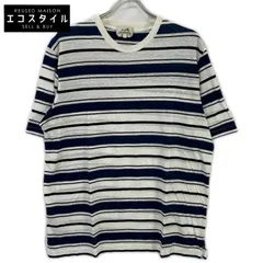 HERMES　エルメス　ブルー ボーダー クルーネック Tシャツ　XLのサムネイル
