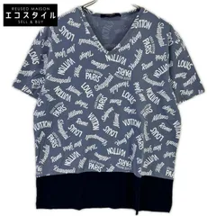 LOUIS VUITTON　ルイヴィトン　18SS HEY06W ブルー×ネイビー オックスフォードシティロゴVネックTシャツ　Lのサムネイル
