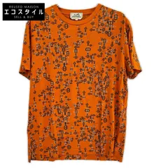 HERMES　エルメス　オレンジ シェーヌダンクル柄 コットン Tシャツ　XLのサムネイル