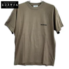 BALENCIAGA　バレンシアガ　21年 612965 ブラウン ロゴ刺しゅう クルーネックTシャツのサムネイル