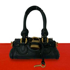 極 美品 希少品 鍵 カデナ付き Chloe クロエ パディントン ロゴ 金具
