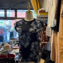 【東あずま店　併売品】　エストネーション ESTNATION　花柄　総柄　ブラウス シャツ トップス　レディース　blouse　shirt　Tops　ladies　フレンチスリーブ　ジャガード　Mサイズ 38 9号のサムネイル