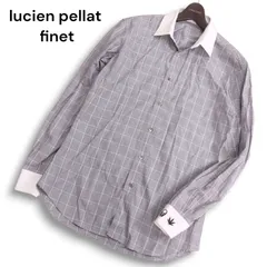 国内正規★ lucien pellat-finet ルシアンペラフィネ 通年 スカル刺繍★長袖 グレンチェック クレリック シャツ Sz.M メンズのサムネイル
