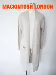 MACKINTOSH LONDON　マッキントッシュロンドン　リネンカーディガン　Mサイズ　３８　グレージュ　透け感あり　横スリット　ロング　長袖　シンプル　送料込み　6468598のサムネイル