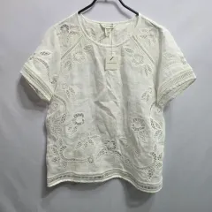 ハンサム クラブモナコ 刺繍 半袖 麻 ブラウス 白のサムネイル