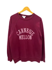 BASSETT WALKER (バセットウォーカー) 刺繍スエット トレーナー 裏起毛 80S 90S 古着 ビンテージ CARNEGIE MELLON L (42-44) ボルドー メンズ/036のサムネイル