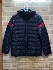 【B4-10】◇ adidas NEO タグ表記サイズOT（XL）ダウンジャケット　ネイビーのサムネイル