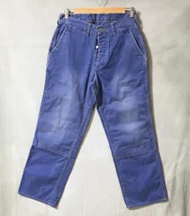 FREEWHEELERS BOOTLEGGERS フリーホイーラーズ ブートレガーズ ヘリンボーン 針シンチ ダブルニー ワークパンツ size.30 フェード ブルーのサムネイル