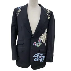 199990 GUCCI グッチ444321 ブラック 刺繍 シングルジャケット 46のサムネイル