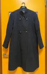 Y【Y13-61】☆ Plata Elegance　9ARサイズ　アンゴラ混ウール　スタンドカラーダブルコート　黒色　レディースのサムネイル