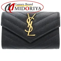 SAINT LAURENT サンローラン カードケース YSLロゴ Vステッチ YBL414404 レザー ブラック レディース/182090【中古】のサムネイル