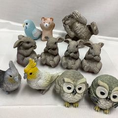 アニマルオブジェ　まとめ売り　小鳥・うさぎ・ふくろう他　レジン製など　中古品　A170