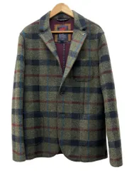 ボブ BOB Plaid Tailored Jacket チェック テーラード ジャケット ボタン アウター 厚手 緑 サイズ50 ジャケット ロゴ グリーン 104MT-3501のサムネイル