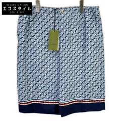 GUCCI　グッチ　672698 ライトブルー ジオメトリー スクエアGGプリントシルクショートパンツ　52のサムネイル