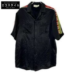 GUCCI　グッチ　619025 ブラック TAPED LOGO SILK VACATION SHIRT　44のサムネイル
