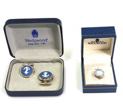 WEDGWOOD ウェッジウッド ジャスパー カフス タイタック セット アンカー 箱付 英国製