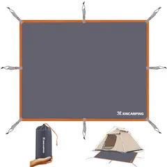 グランドシート xincamping テントシート 防水シ ート 耐水圧8000mm 日除け加工 紫外線カット 8箇所ハトメ＆ループ＆ゴムロープ付き 軽量 コンパクト レジャーシ.ート 収納バッグ付き キャンプ アウトドア 登山 ピクニック マット（グレイ，2のサムネイル