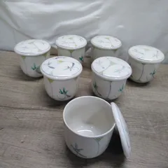 昭和レトロ 和食器 たち吉 ふた付き茶碗蒸し器 ７客セット 長期間保管品 A032のサムネイル