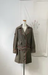 MAX MARA マックスマーラ ヴィンテージ トレンチ コート カーキ色 レッド バイカラーのサムネイル