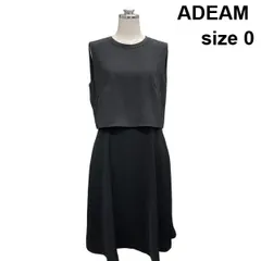 □ アディアム ADEAM ドッキングワンピース ノースリーブ クルーネック Aライン フレア 黒 ポリエステル 0 XS～S 5～7号 レディース Z6C575のサムネイル