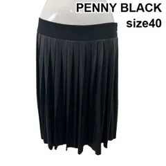 ◆ ペニーブラック PENNY BLACK スカート ひざ丈 アコーディオンプリーツ  ヨーク切り替え 黒 40 M 9号 レディース S6H916のサムネイル