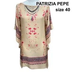 □ パトリツィアペペ PATRIZIA PEPE 変形チュニックブラウス ドッキング プリント トップス ベージュ他 シルク 40 L 11 レディース Z6D298のサムネイル