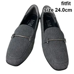 ◆ フィットフィット fitfit ローファー 靴 撥水 ストレッチ 靴 シューズ ローヒール グレー フェイクレザー 24.0 レディース Z6D123のサムネイル