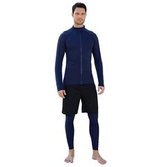 [Brand New] [Sillictor] Men's Rash Guard Swimsuit Set: Rash Hoodie + Surf Shorts + Rash Leggings, Overwear Set, Swimwear for Pool, Beach, Water and Land Use, UV Protection, 2261na+1119na+555blkbl 0