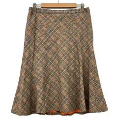 ETRO(エトロ) ロングスカート サイズ44 L レディース美品  - ダークグレー×オレンジ×マルチ チェック柄のサムネイル