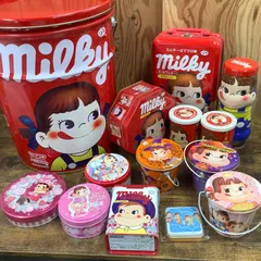 不二家ペコちゃん　缶セット　ミルキースツール缶＆レトロ缶　まとめ売り　A171のサムネイル