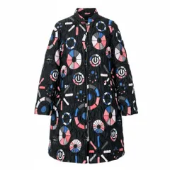 89g20 EMPORIO ARMANI エンポリオアルマーニ フルジップ キルティングコート 総柄 中綿 サイズ38 ブラック レディースu02tのサムネイル