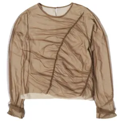 RBS Ray BEAMS アールビーエス レイビームス 24AW チュールアシメギャザートップス 61-14-0787-370 ONE SIZE BROWN サンプル品 長袖 シアー レイヤード カットソー トップス g27340のサムネイル