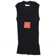 unfil アンフィル 日本製 high twist cotton ribbed-knit sleeveless top ハイツイストコットン リブニットスリーブレストップ WOSP-UW132 1 BLACK セーター ノースリーブ ニット トップスのサムネイル