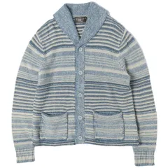 新品 RRL ダブルアールエル 26SS インディゴ ストライプド コットンリネン カーディガン MNRRSWE16820208 / 782P05180001 L Indigo Murti Double RL 定価154,000円 ショールカラー ニットのサムネイル